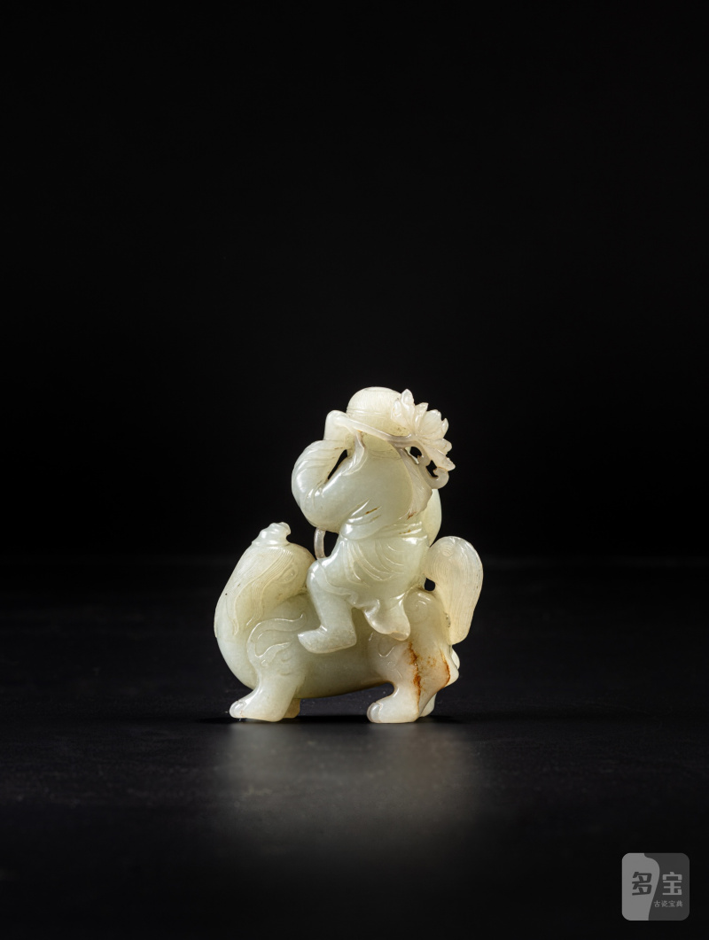 清十八/十九世紀  青白玉獅羅漢擺件 - 图3